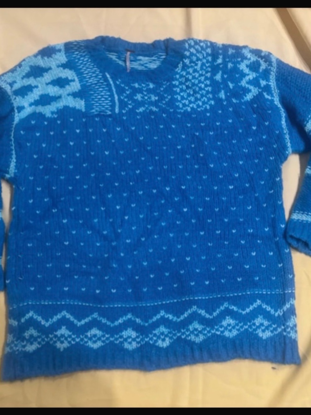 Free People 'Snow Day' Blue Cotton Pullover Size S